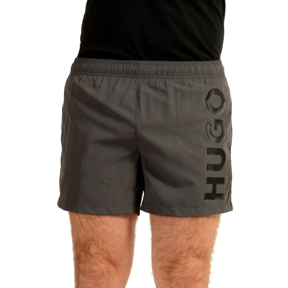 Hugo Boss Men's "ABAS" Gray Logo Print Swim Board Shorts US M IT 50